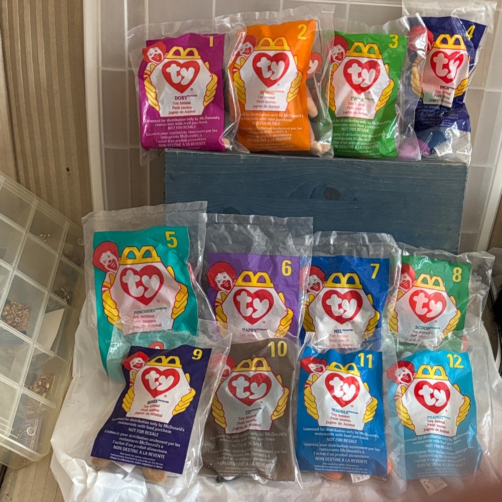 🔴Mint Ty Teenie Beanies Babies 1990s McDonald’s VTG & Full Set In 12 Sealed Bags